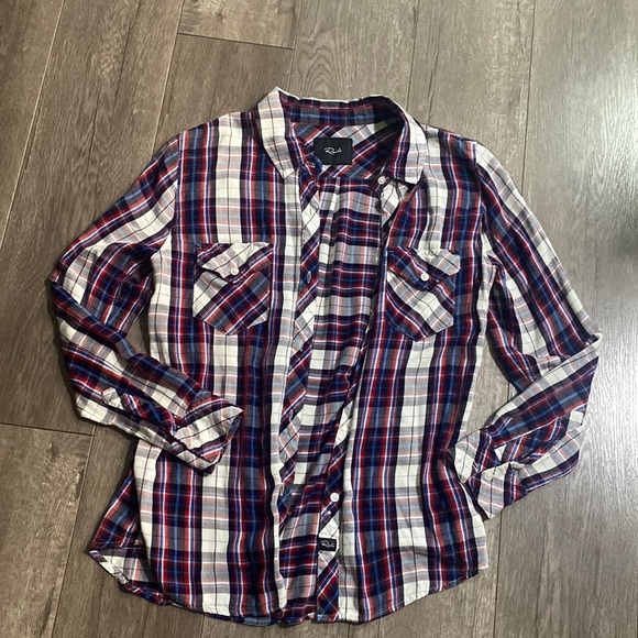 Rails Carmen Plaid Button Down in White/Navy/Red Small - Picture 2 of 7